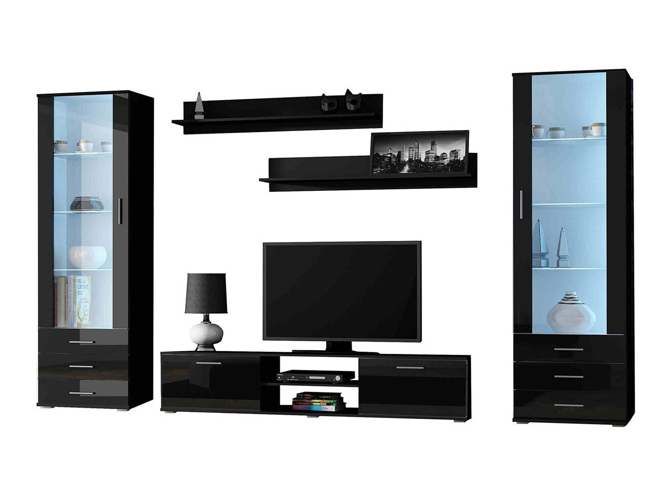 Woonkamerset Tornola 109 (Zwart + Glanzend zwart)