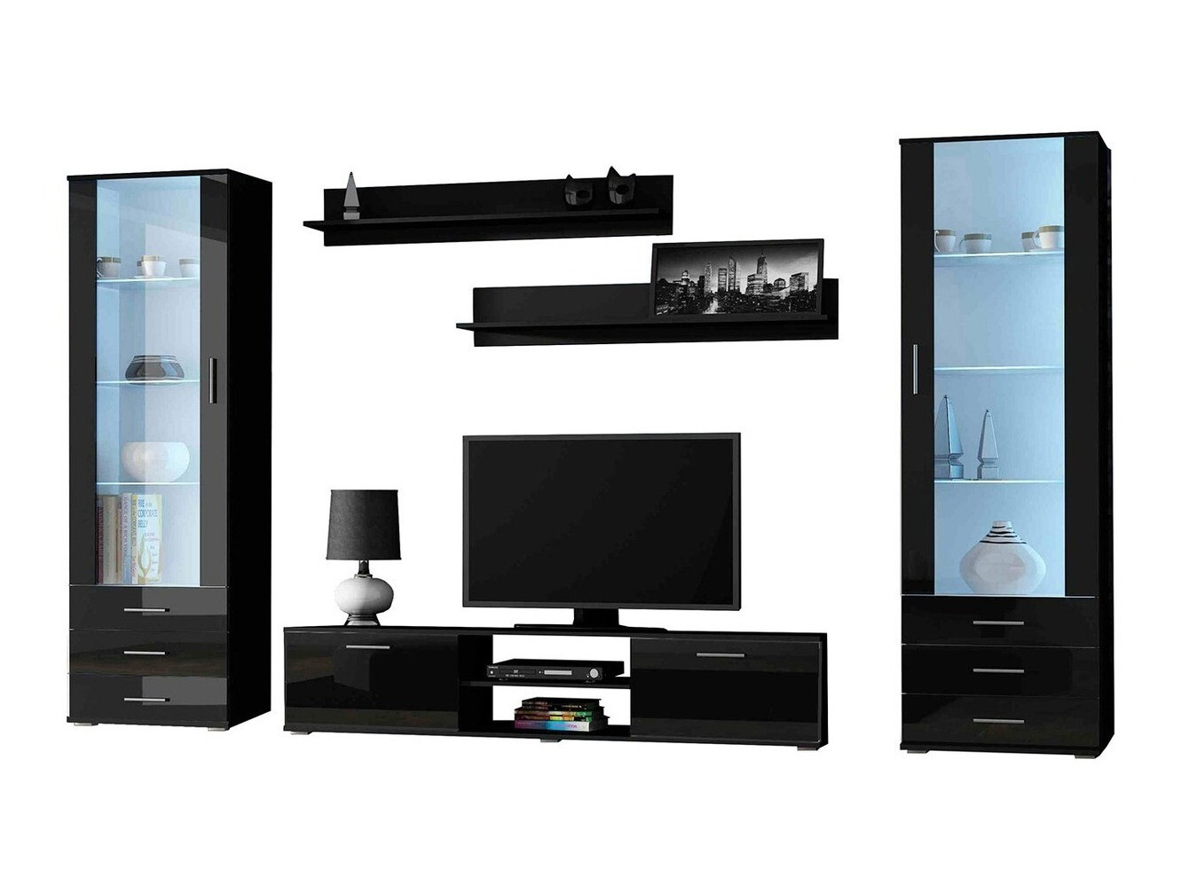 Woonkamerset Tornola 109 (Zwart + Glanzend zwart)
