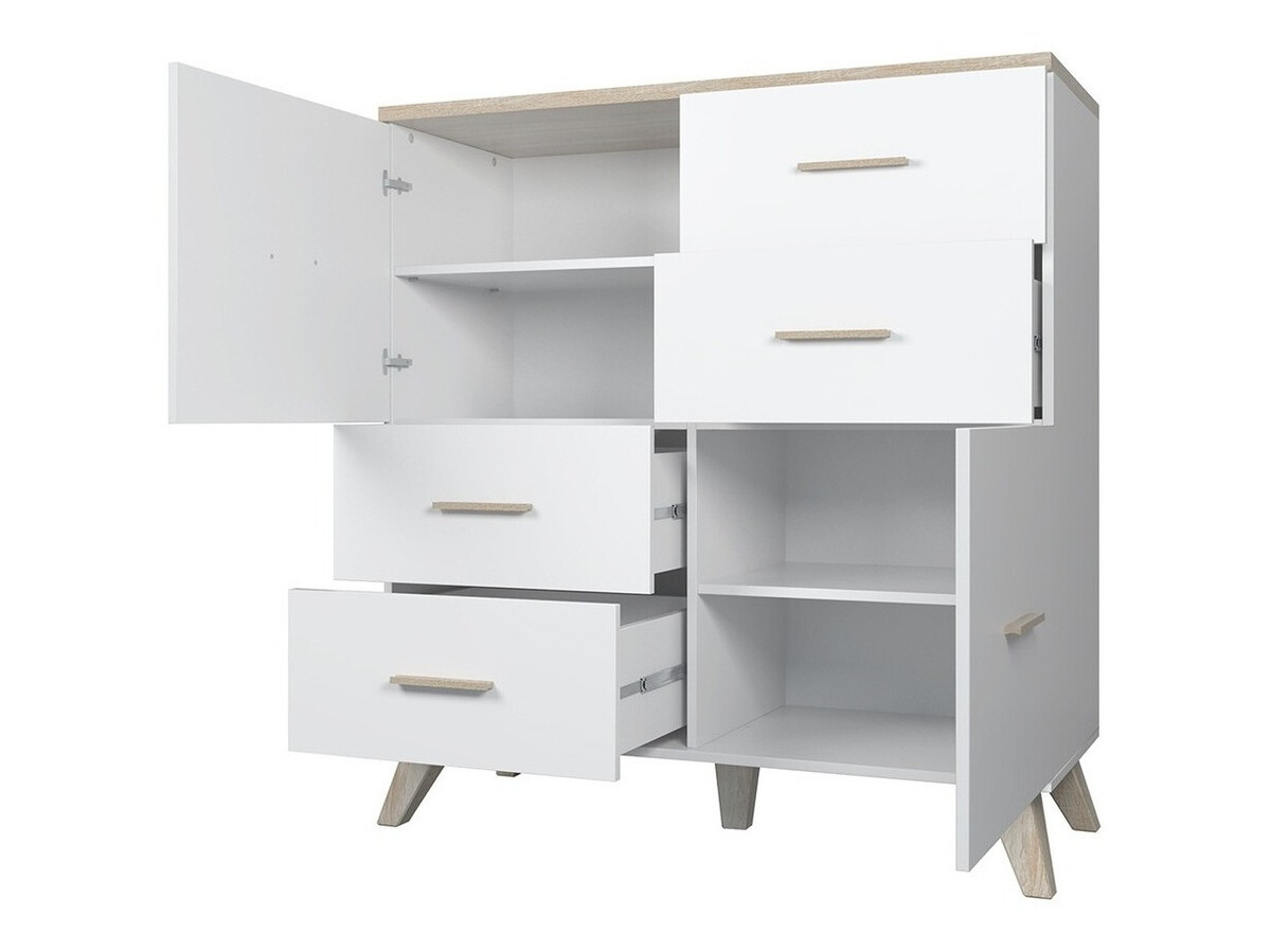 Woonkamerset Larfloi 112 (Wit + Sonoma eik)