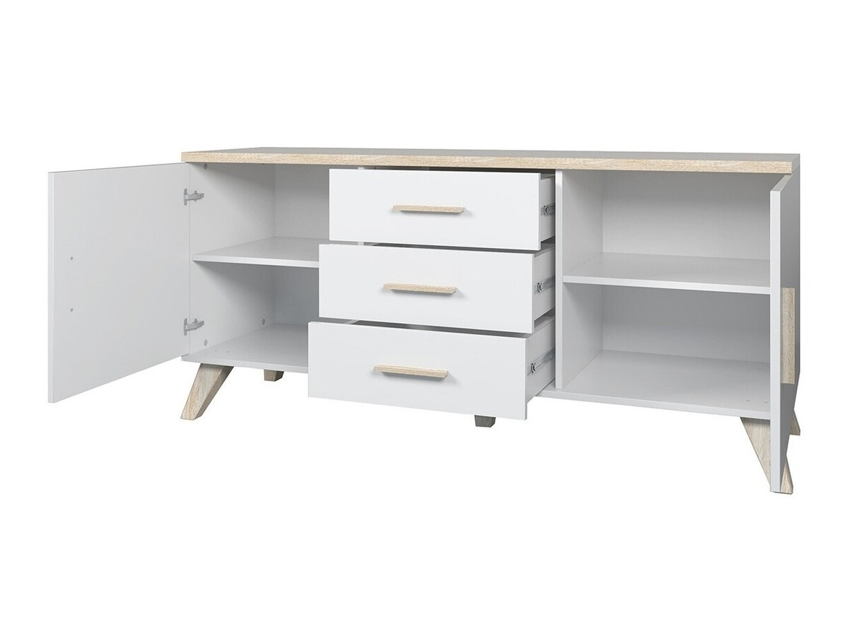 Woonkamerset Larfloi 112 (Wit + Sonoma eik)