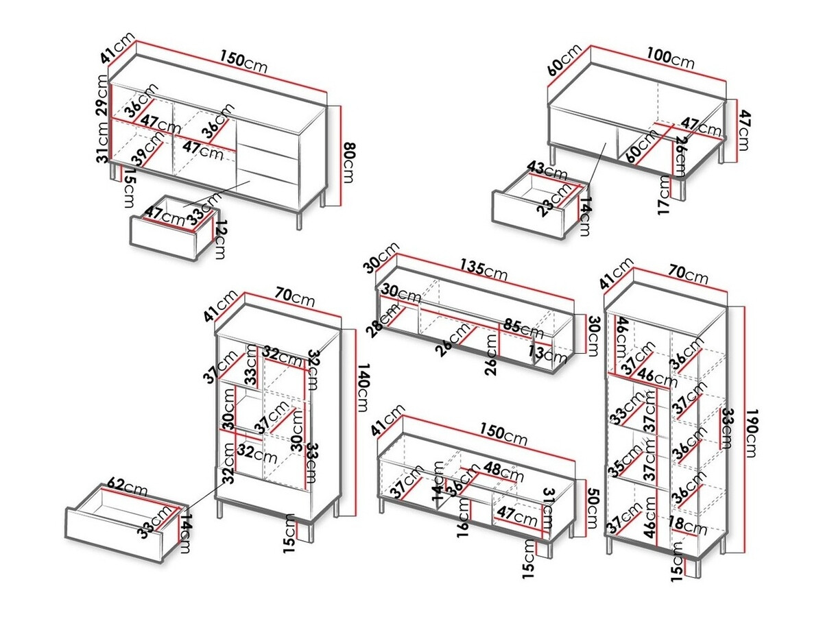 Woonkamerset Lomsore 107 (Zwart)