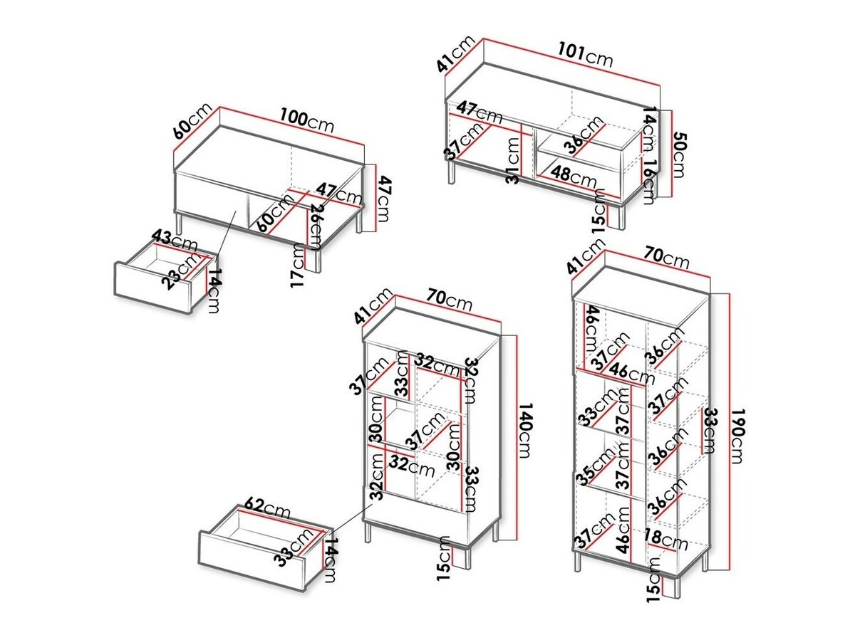 Woonkamerset Lomsore 109 (Licht hout)
