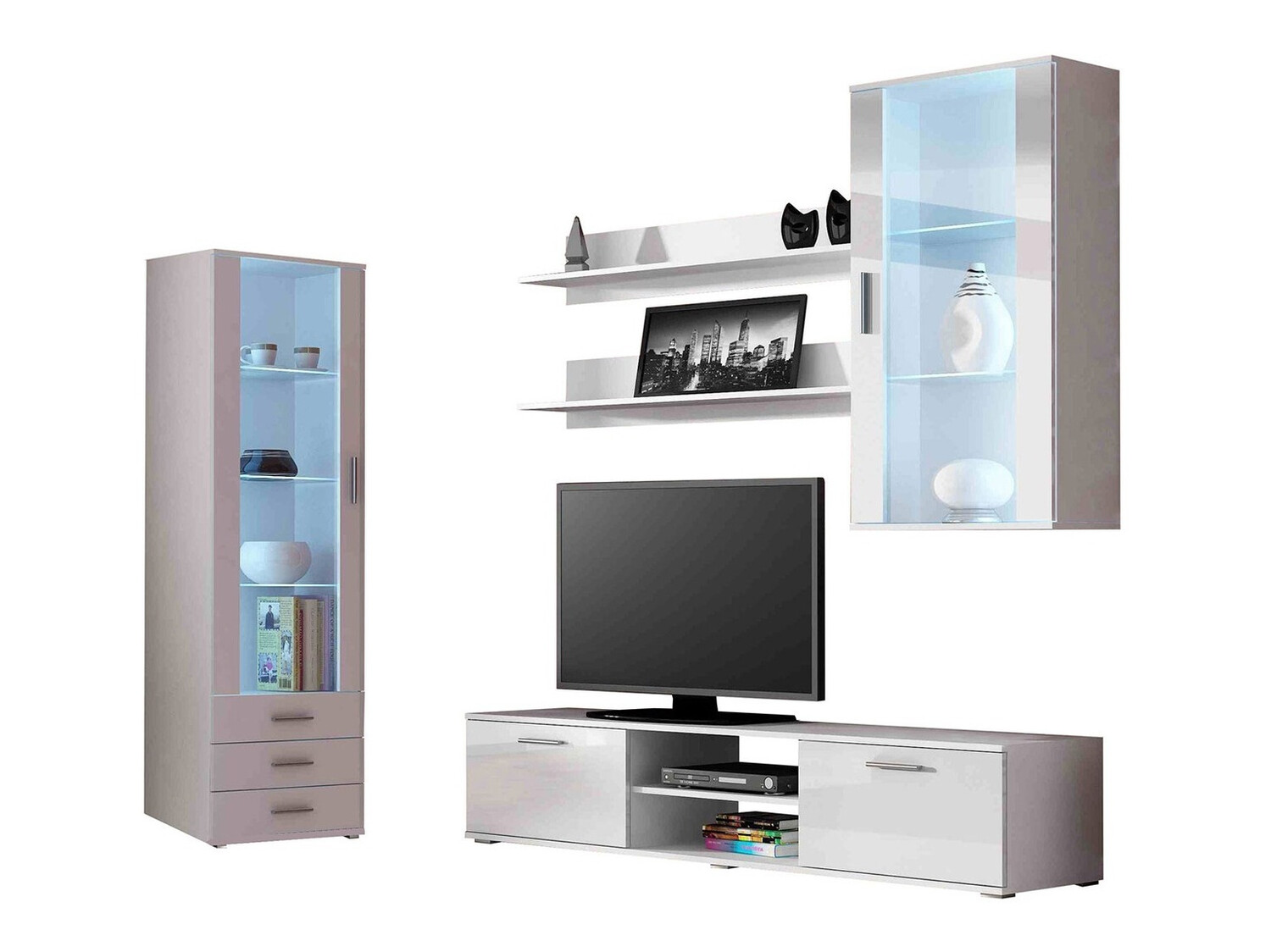 Woonkamerset Tornola 114 (Wit + Glanzend wit)