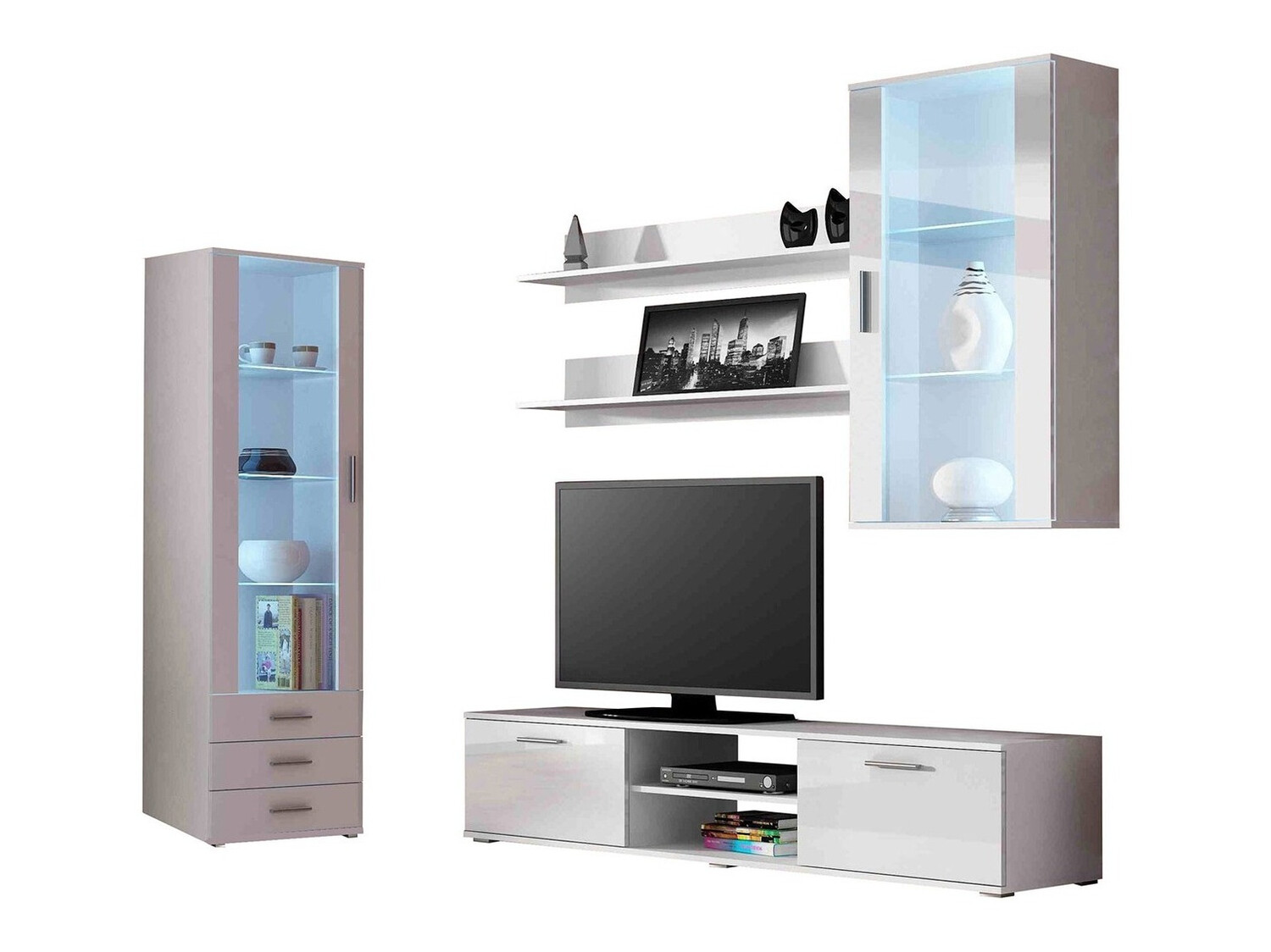 Woonkamerset Tornola 114 (Wit + Glanzend wit)