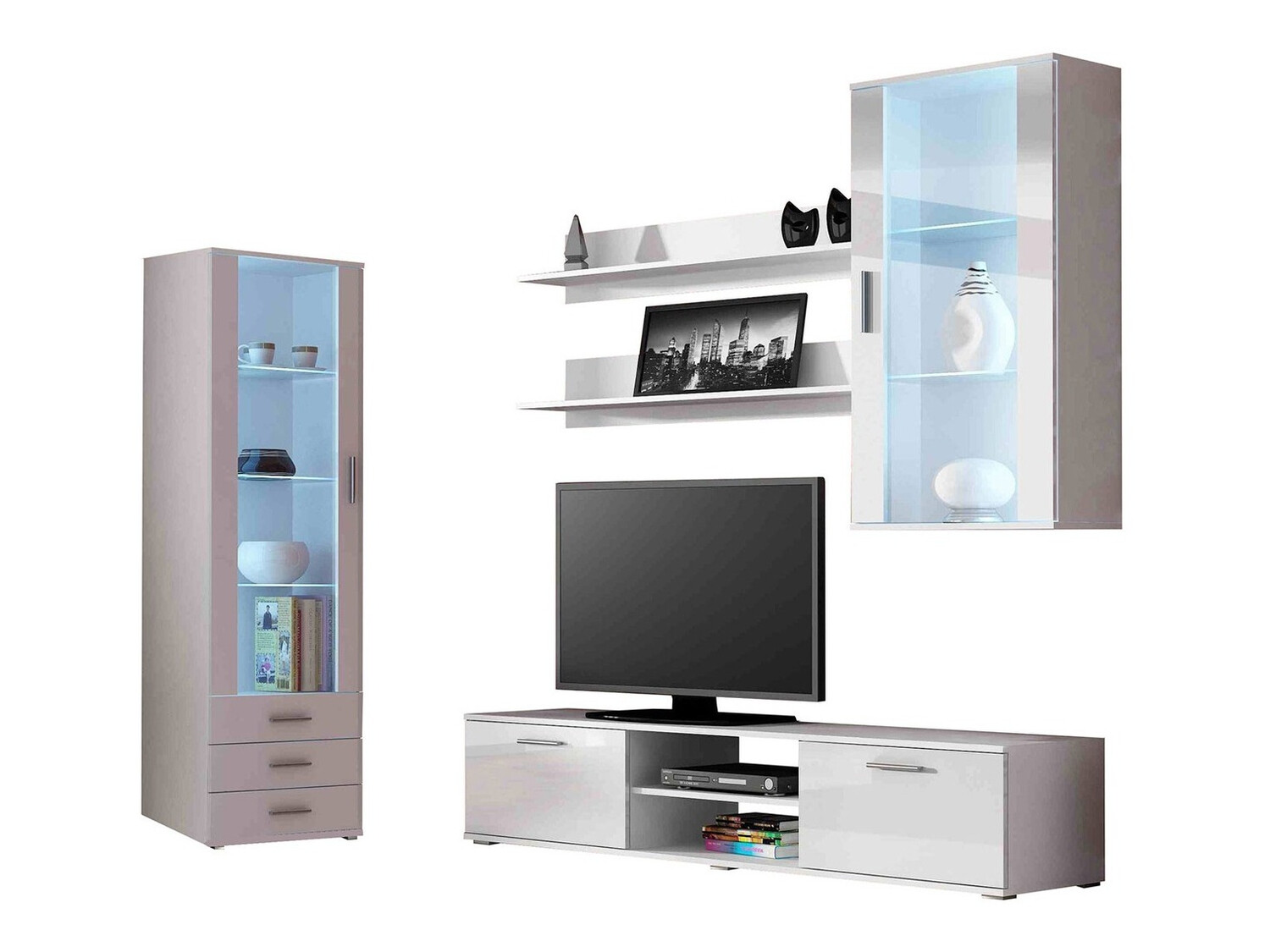 Woonkamerset Tornola 114 (Wit + Glanzend wit)