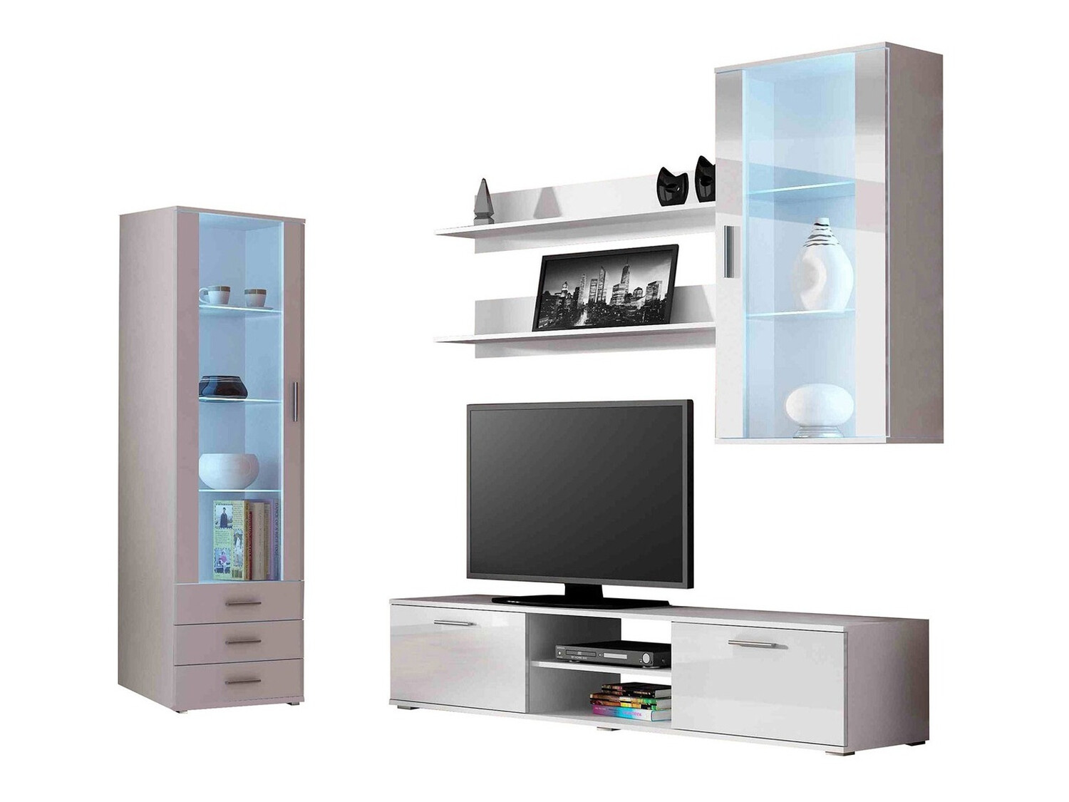 Woonkamerset Tornola 114 (Wit + Glanzend wit)