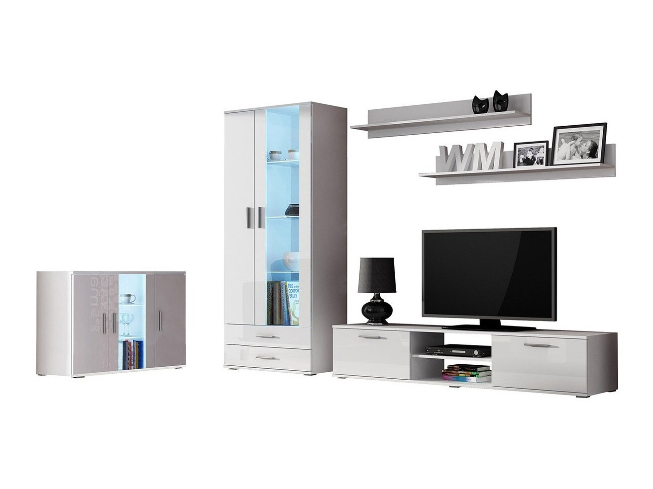 Woonkamerset Tornola 116 (Wit + Glanzend wit)