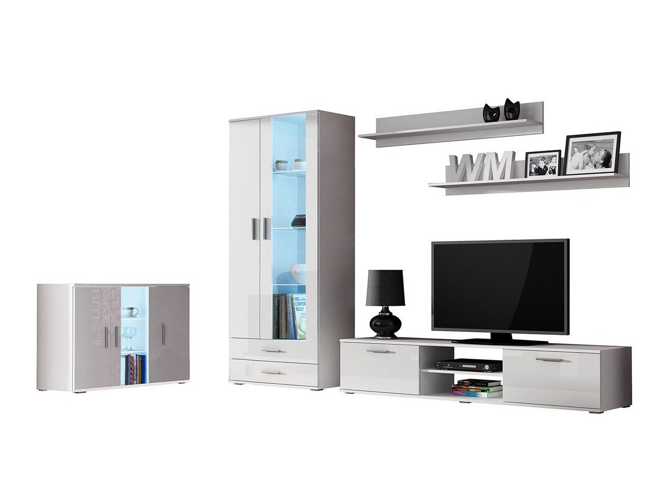 Woonkamerset Tornola 116 (Wit + Glanzend wit)