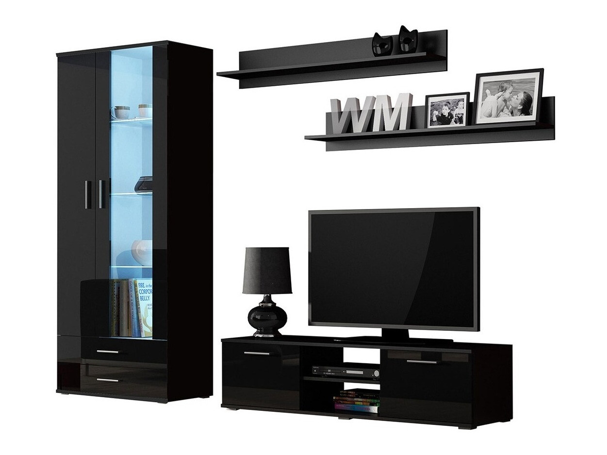 Woonkamerset Tornola 117 (Zwart + Glanzend zwart)