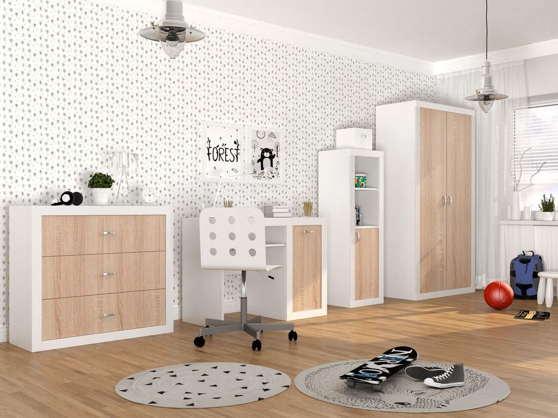 Boekenkast Tentive 105 (Wit + Sonoma eik)