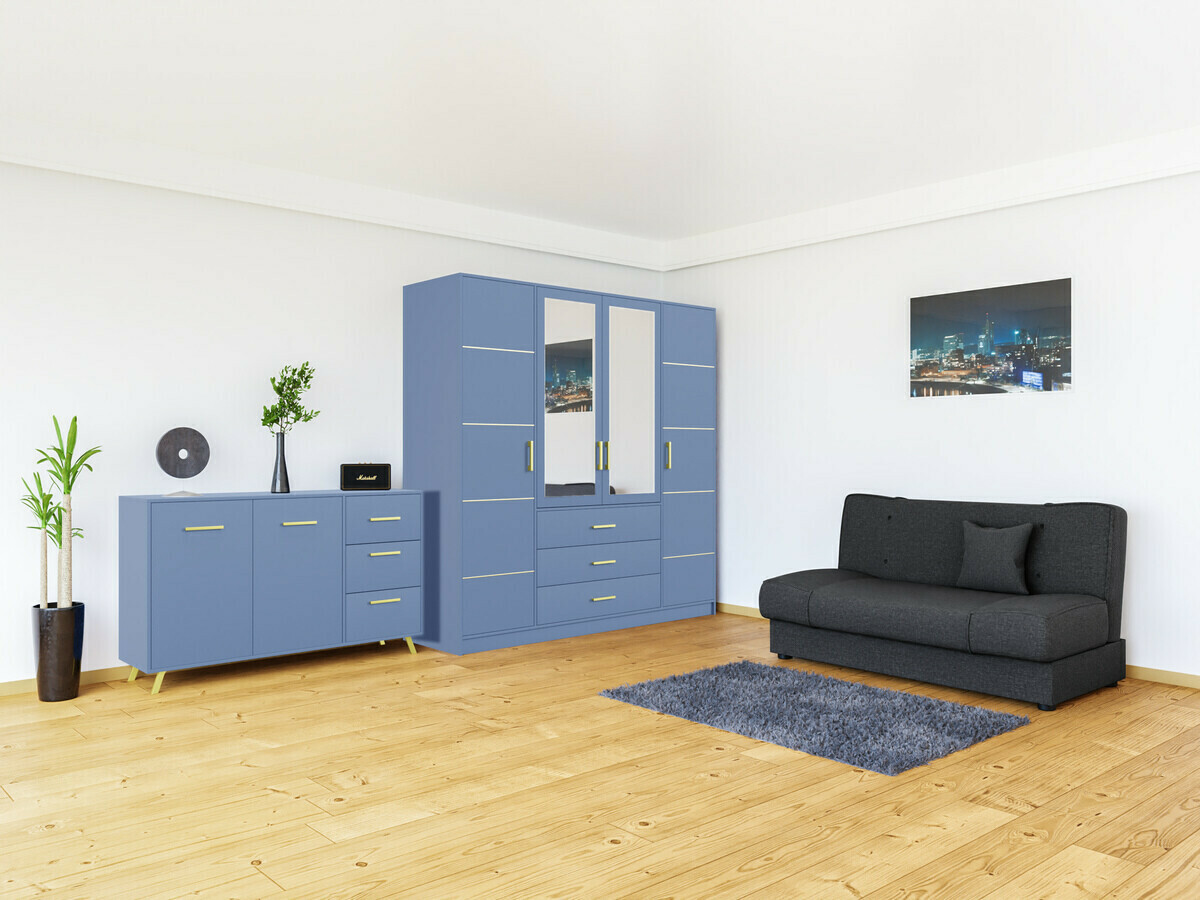 Ladekast Dortivu 118 (Blauw + Gouden)