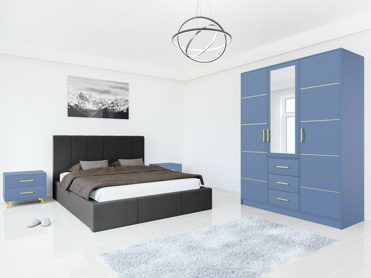 Nachtkastje Dortivu 119 (Blauw + Gouden)