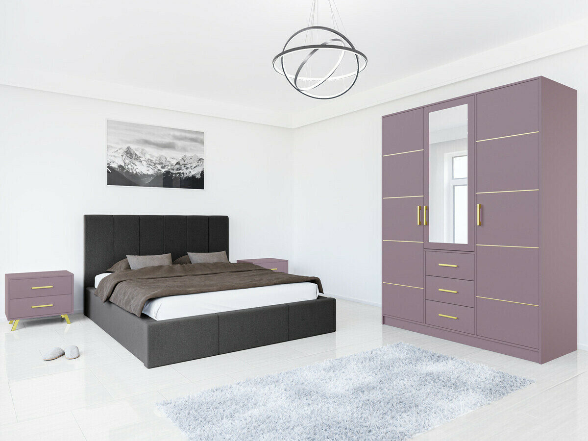 Nachtkastje Dortivu 119 (Paars + Gouden)