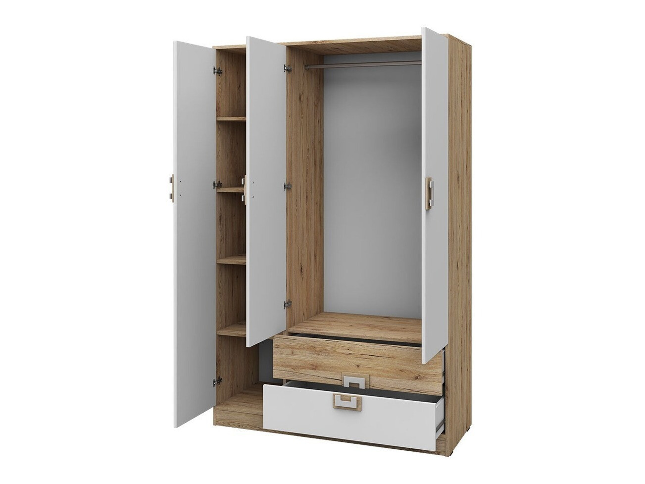 Kledingkast Tolfere 103 (Licht eiken + Wit + Turquoise)