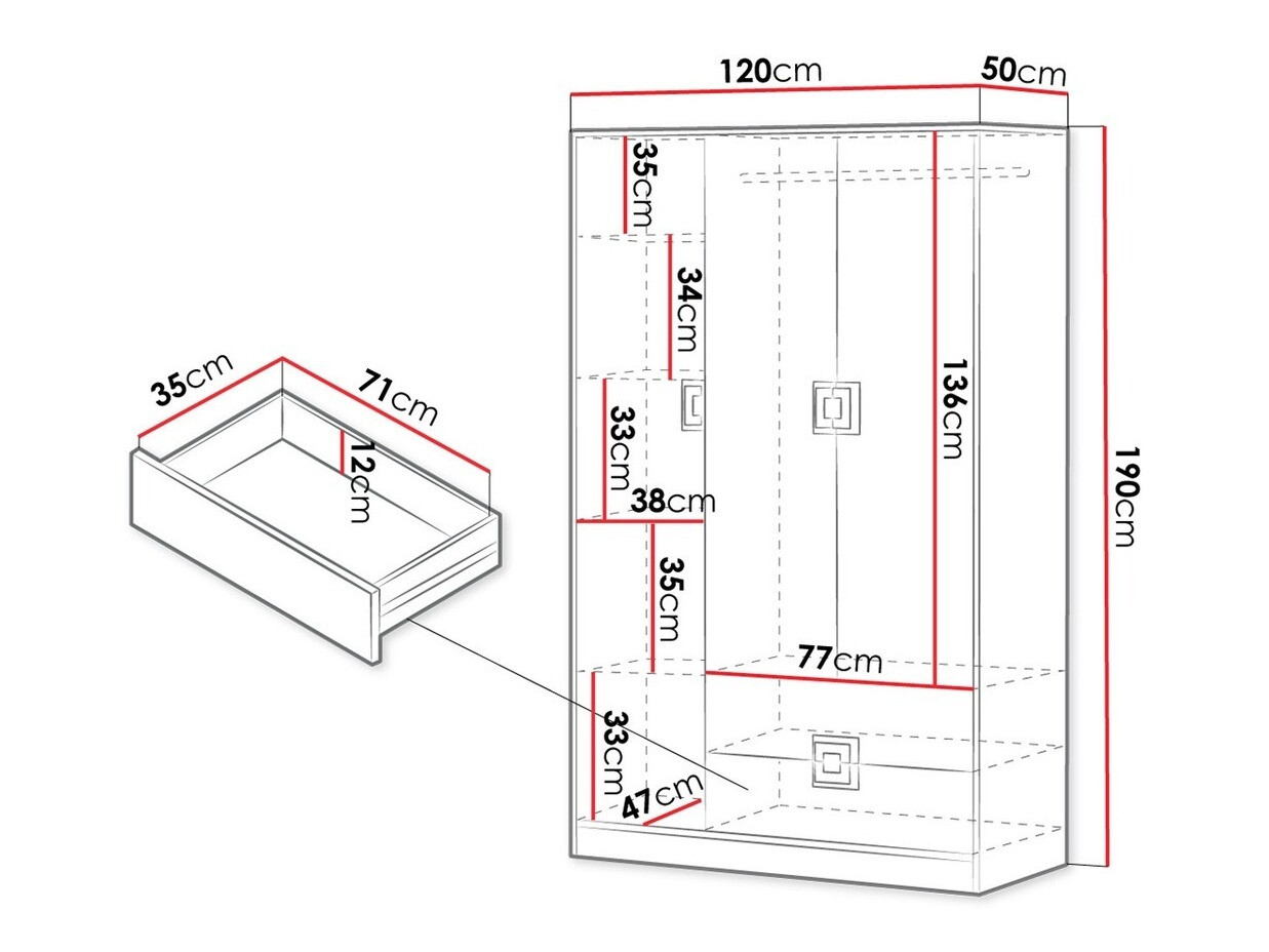 Kledingkast Tolfere 103 (Licht eiken + Wit + Turquoise)