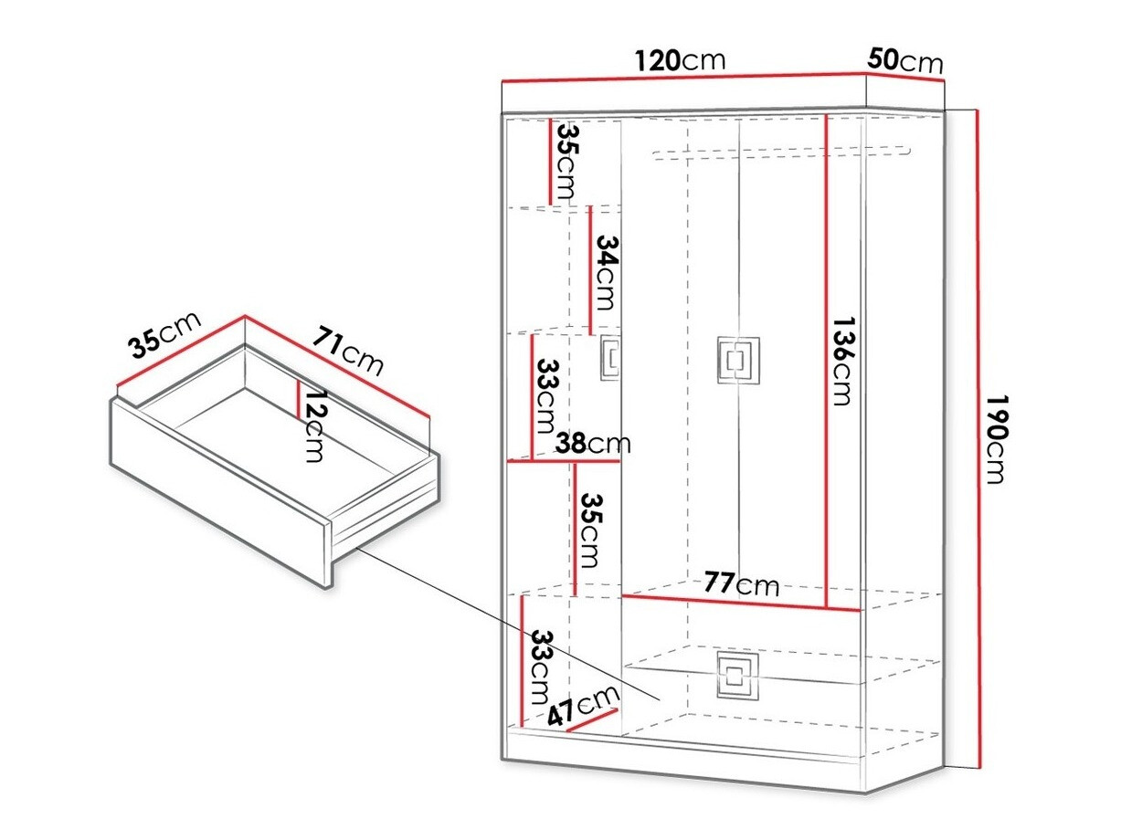 Kledingkast Tolfere 103 (Licht eiken + Wit)