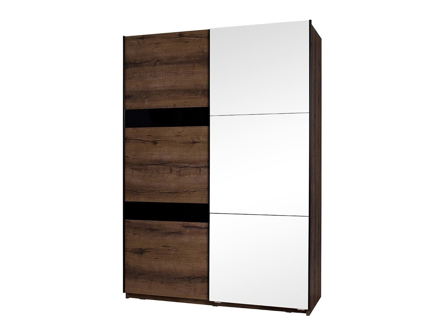 Kledingkast Fivelbo 109 (Klooster eik + Glanzend zwart)