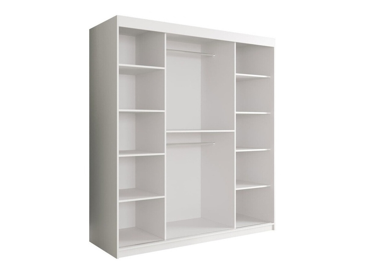 Kledingkast Hartford 261 (Mat wit + Zwart marmer)