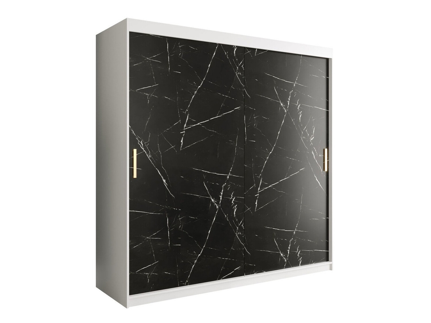 Kledingkast Hartford 250 (Mat wit + Zwart marmer)