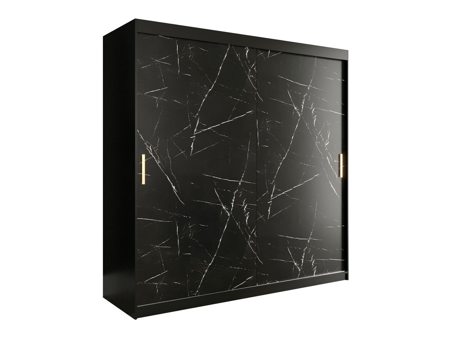 Kledingkast Hartford 250 (Matzwart + Zwart marmer)
