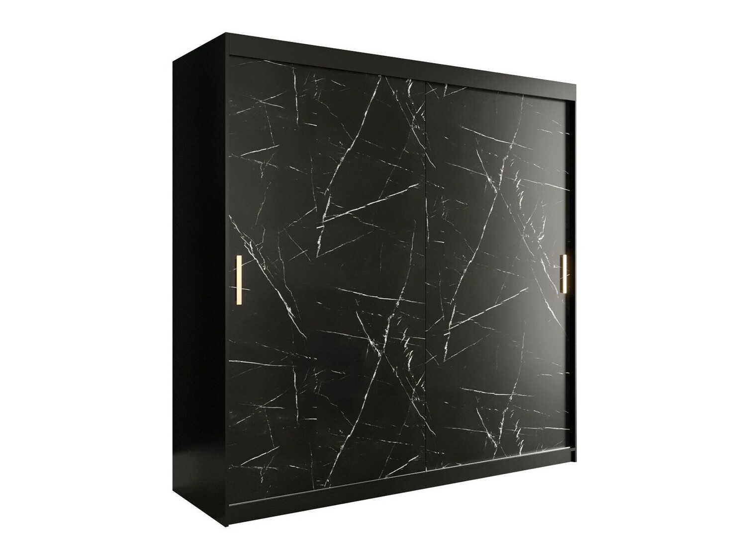 Kledingkast Hartford 250 (Matzwart + Zwart marmer)