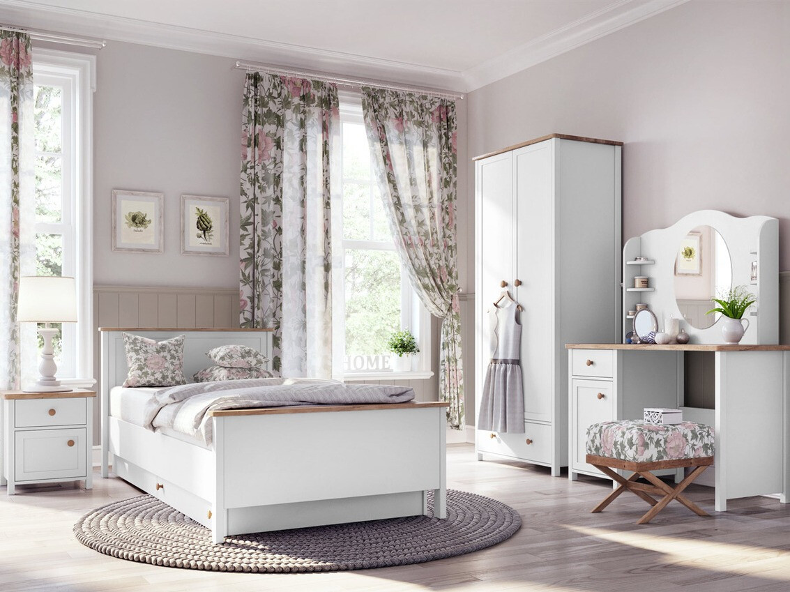 Kledingkast Romelbo 145 (Wit + Eiken)