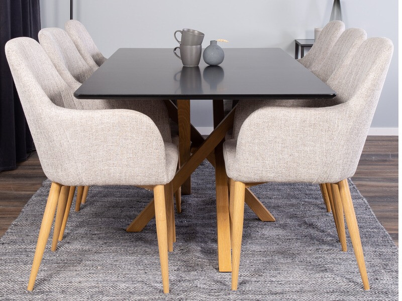 Tafel Dallas 193 (Zwart + eiken)
