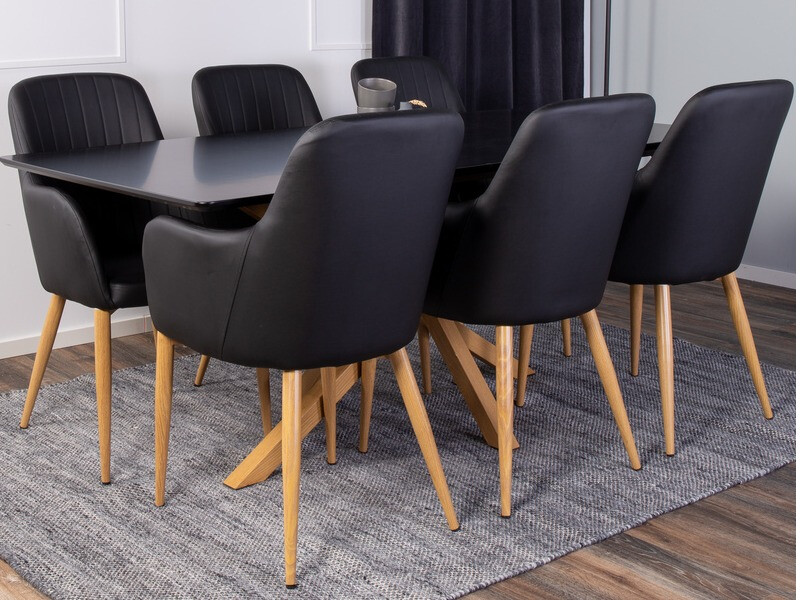 Tafel Dallas 193 (Zwart + eiken)