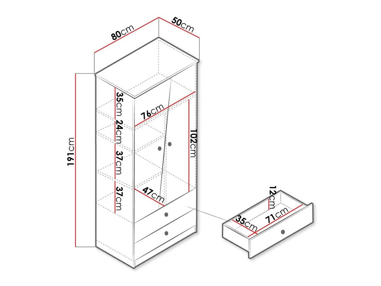 Kledingkast Almira 100 (Artisan eiken + Wit)
