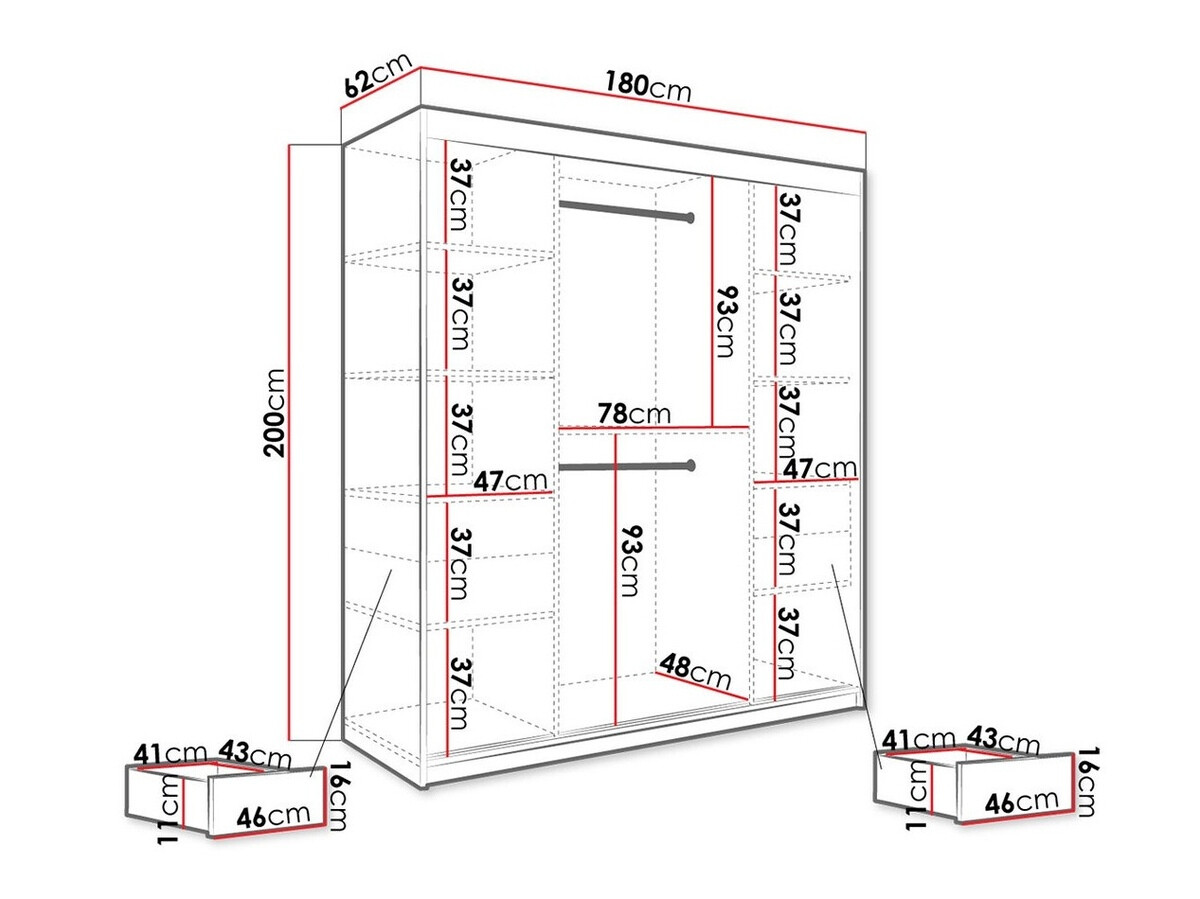 Kledingkast Hartford 249 (Mat wit + Wit marmer)