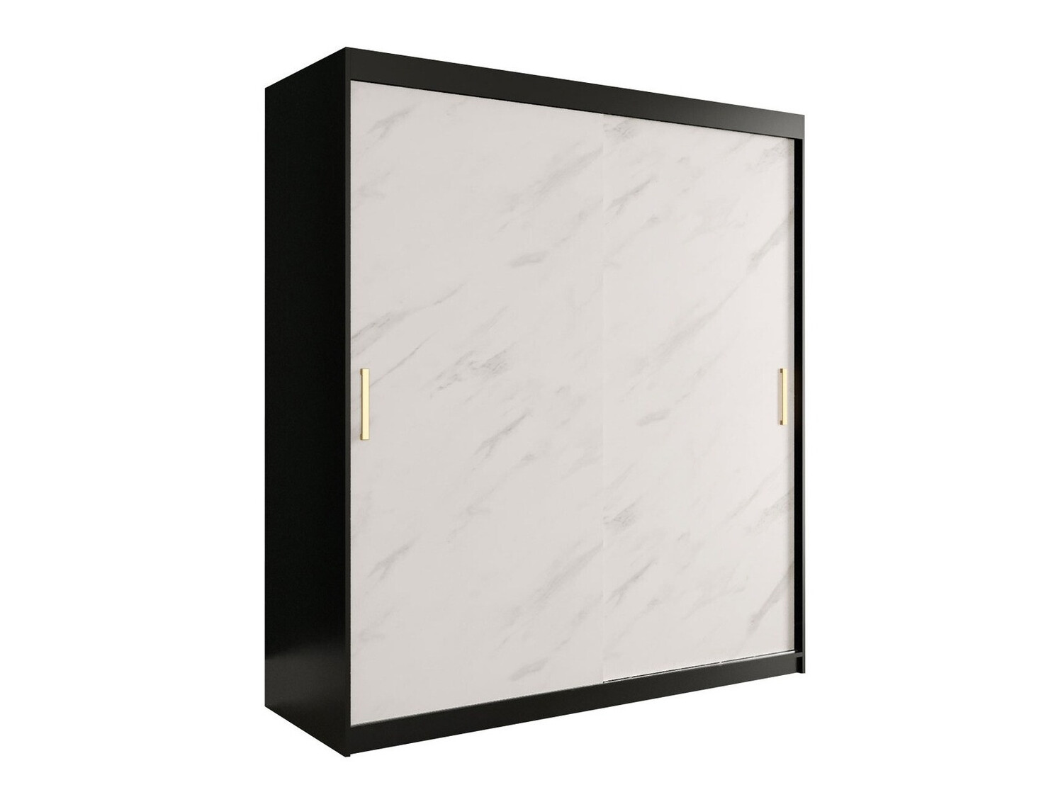Kledingkast Hartford 249 (Matzwart + Wit marmer)