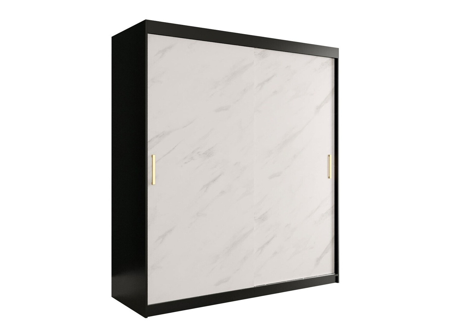 Kledingkast Hartford 249 (Matzwart + Wit marmer)