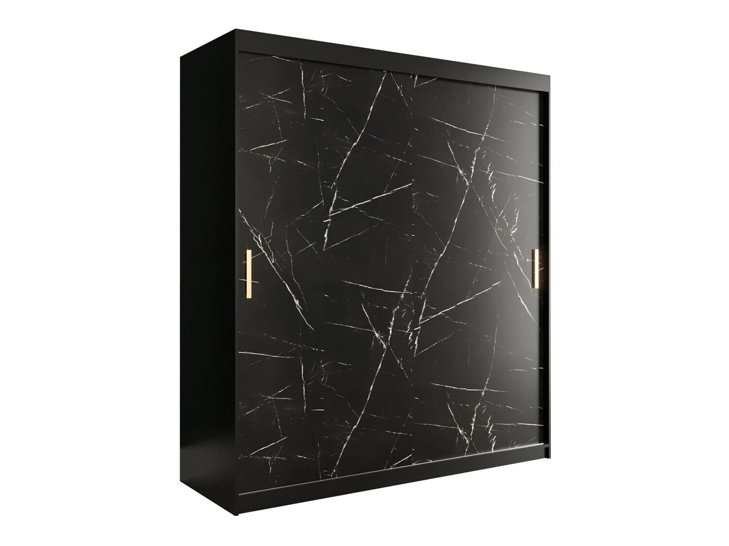 Kledingkast Hartford 249 (Matzwart + Zwart marmer)