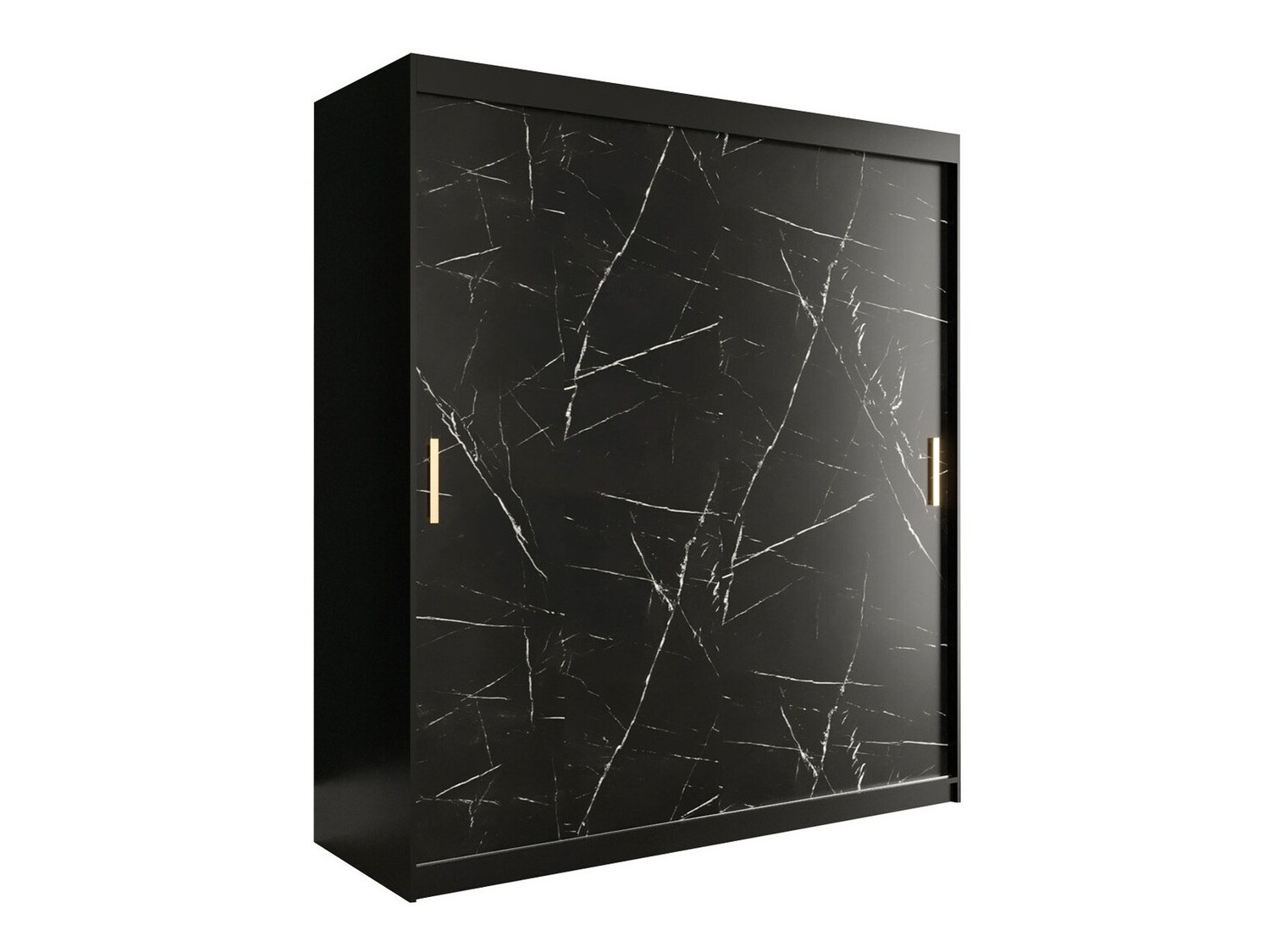 Kledingkast Hartford 249 (Matzwart + Zwart marmer)