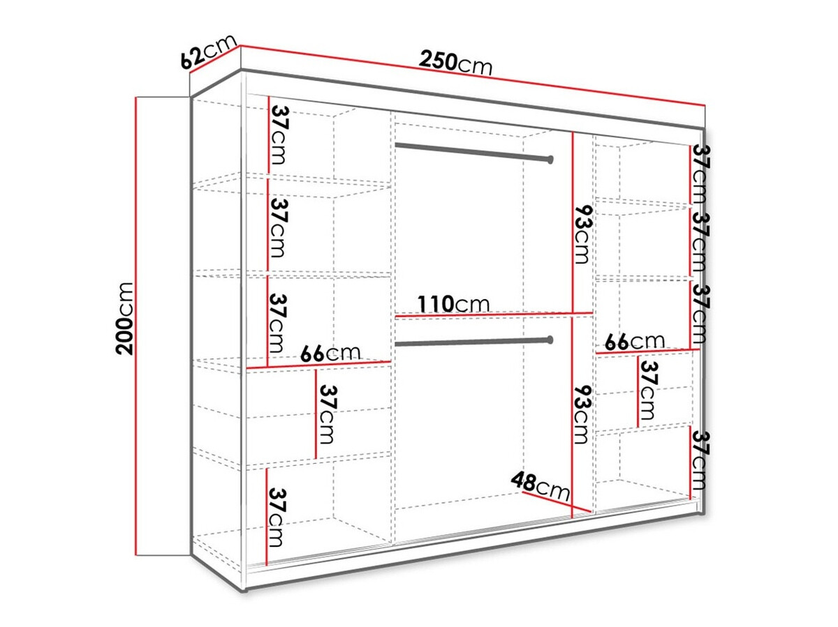 Kledingkast Hartford 263 (Mat wit + Wit marmer)