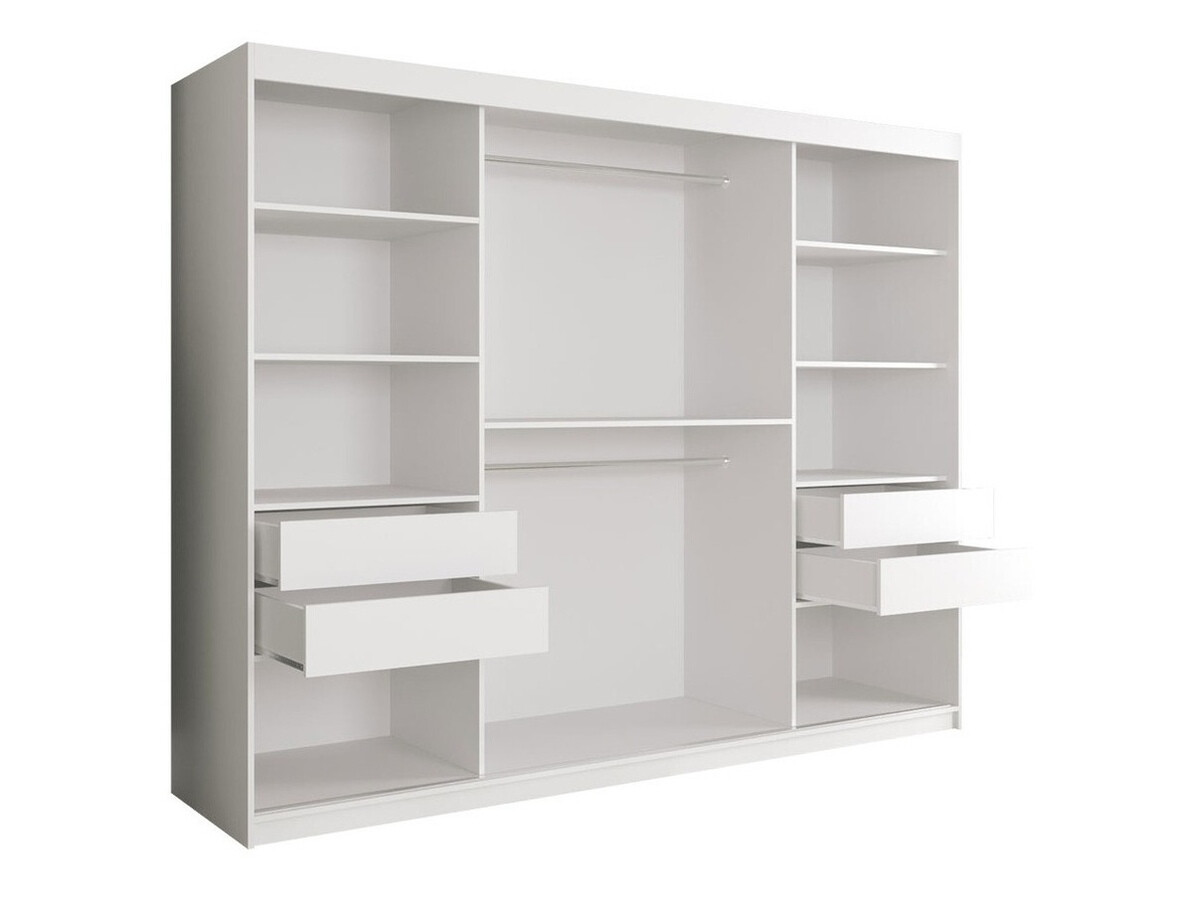 Kledingkast Hartford 263 (Mat wit + Wit marmer)