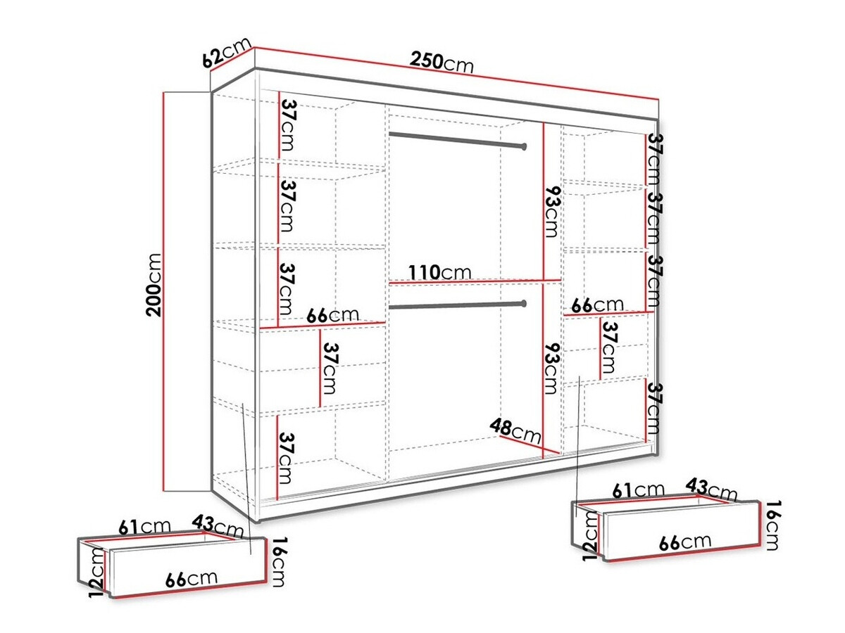Kledingkast Hartford 263 (Mat wit + Wit marmer)