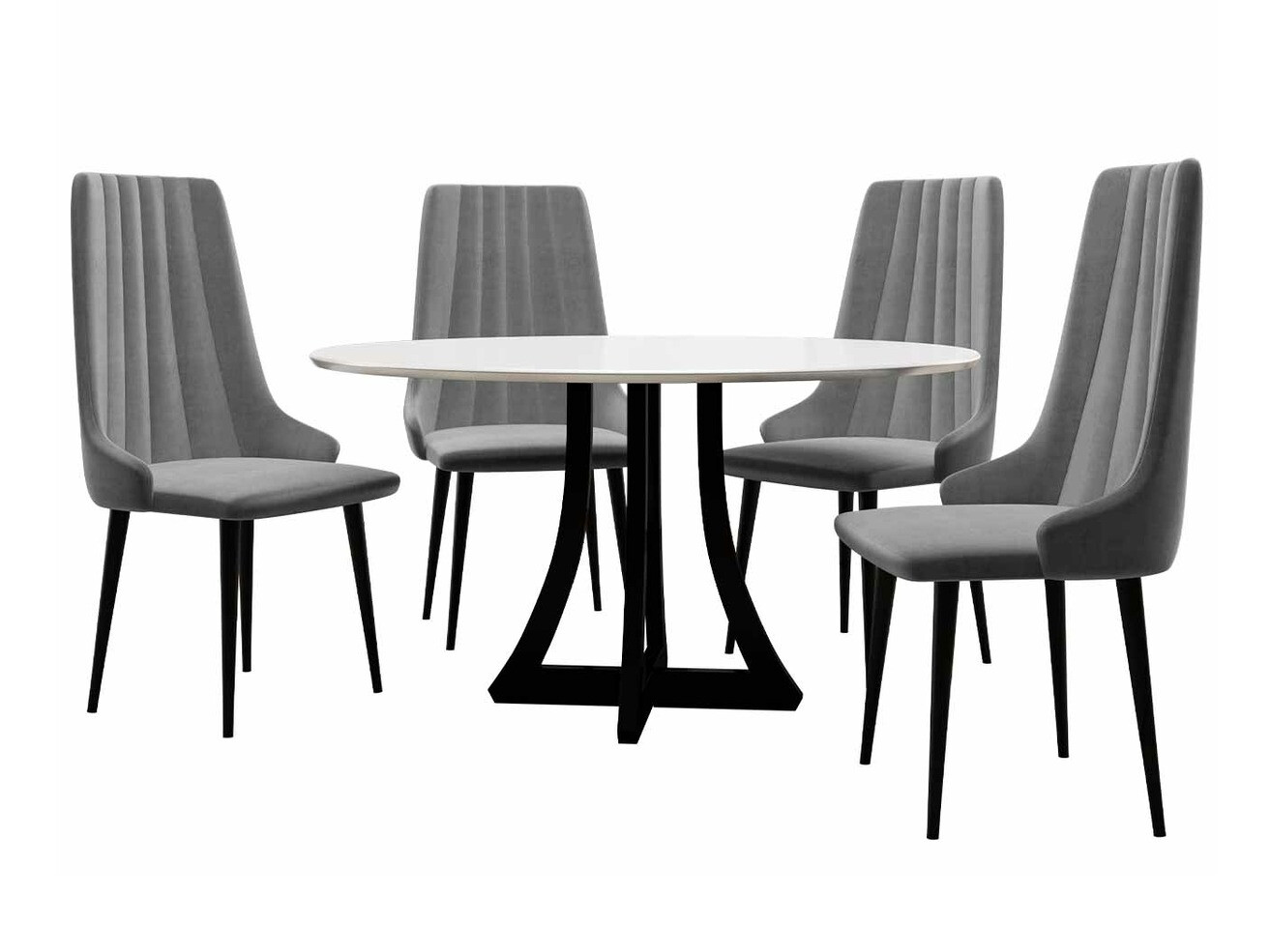 Eetkamerset Racine 126 (Glanzend zwart + Glanzend wit)