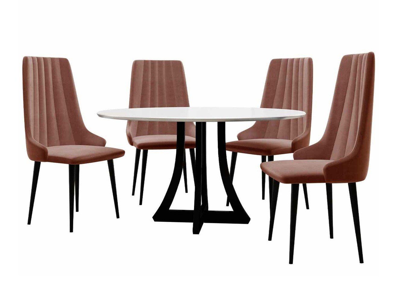 Eetkamerset Racine 126 (Glanzend zwart + Glanzend wit)