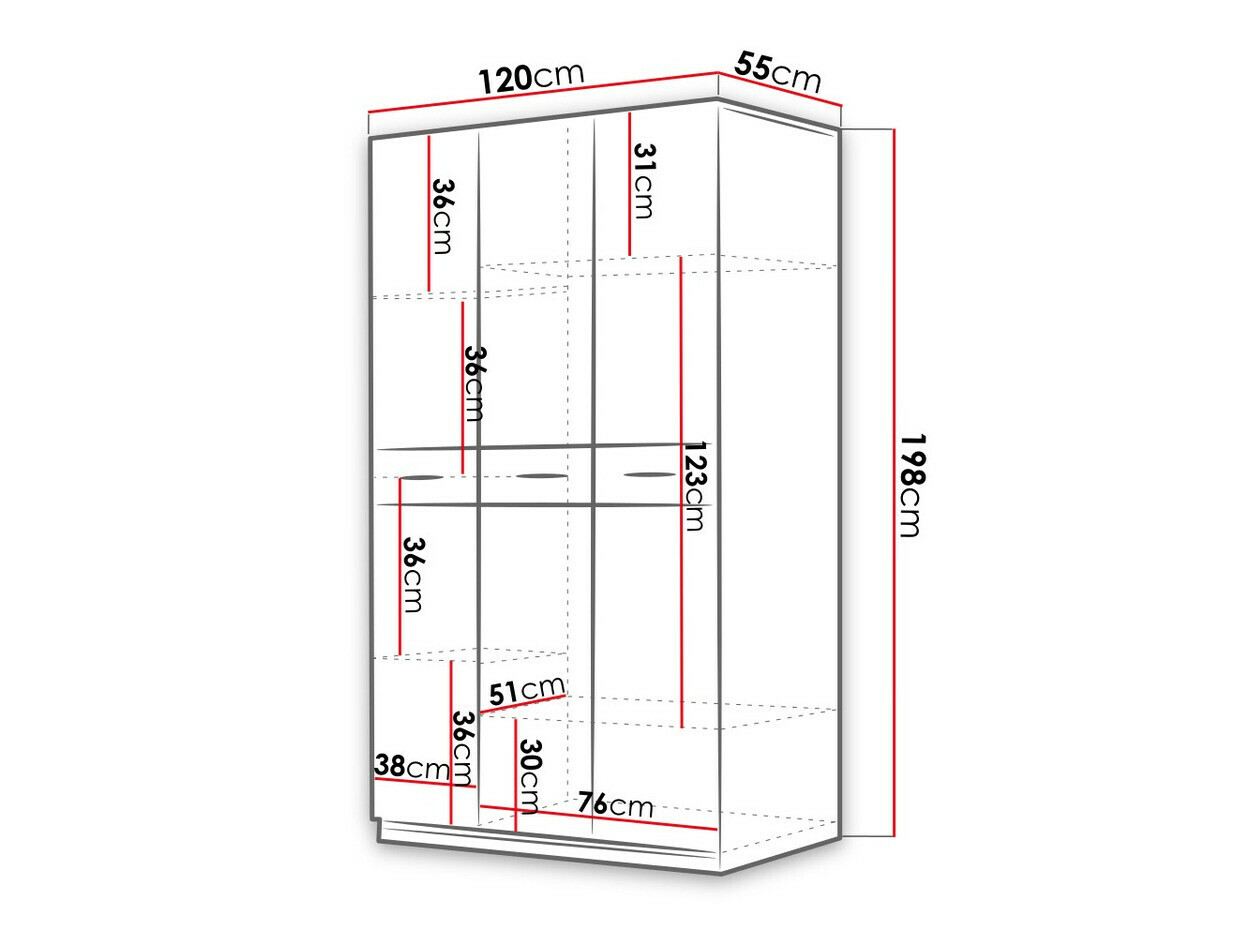Kledingkast Salmere 107 (Wit + Glanzend wit + Glanzend roze)
