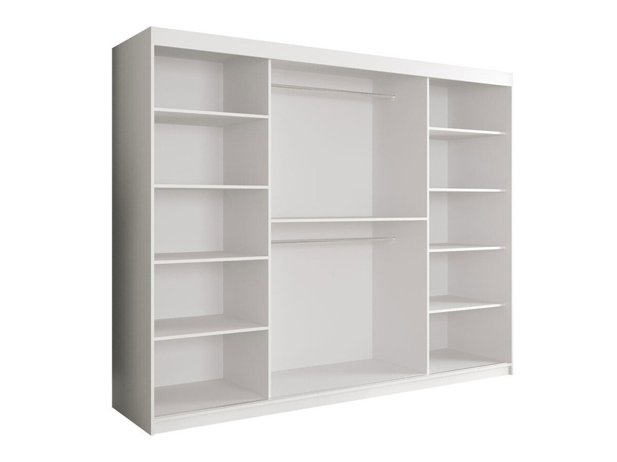 Kledingkast Hartford 245 (Mat wit + Wit marmer)