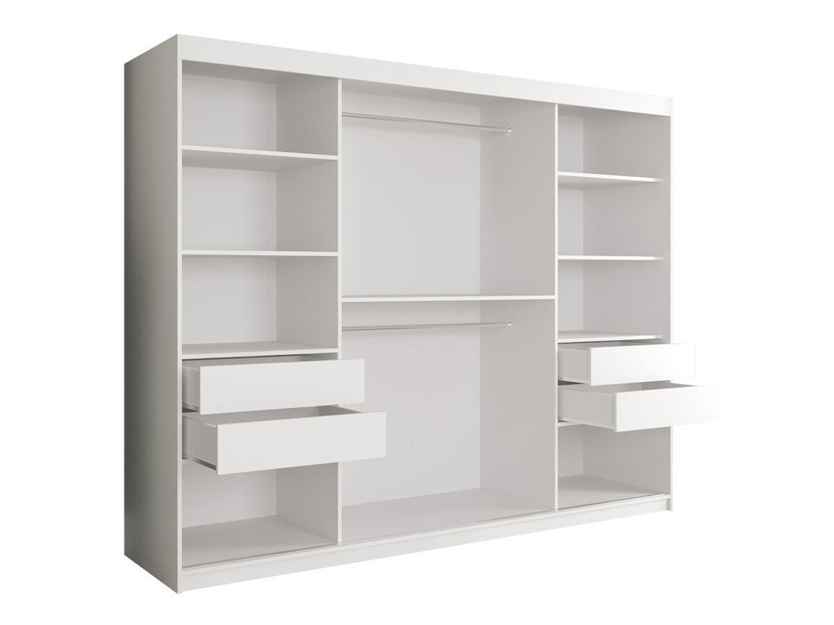 Kledingkast Hartford 245 (Mat wit + Zwart marmer)