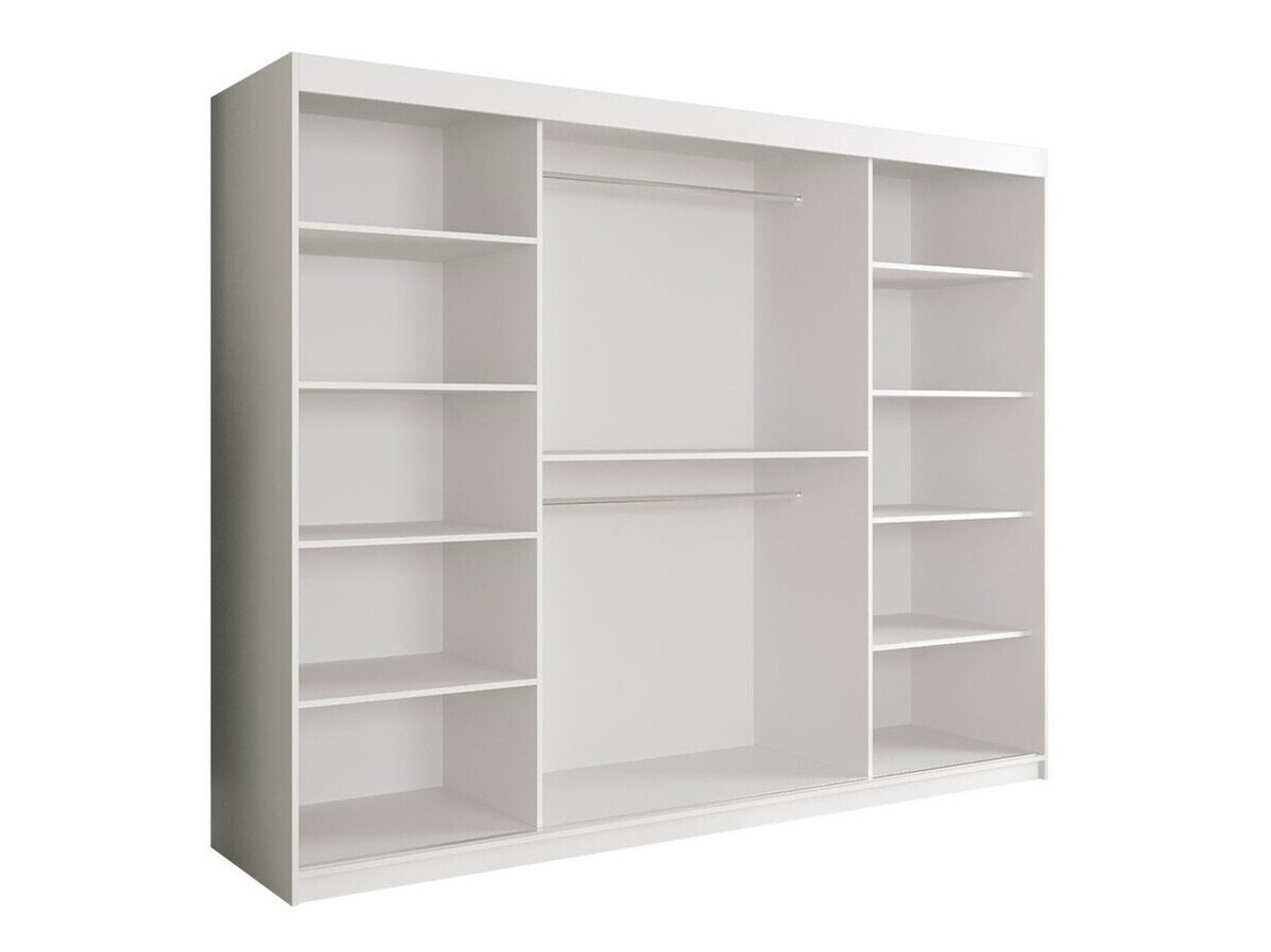 Kledingkast Hartford 251 (Mat wit + Wit marmer)