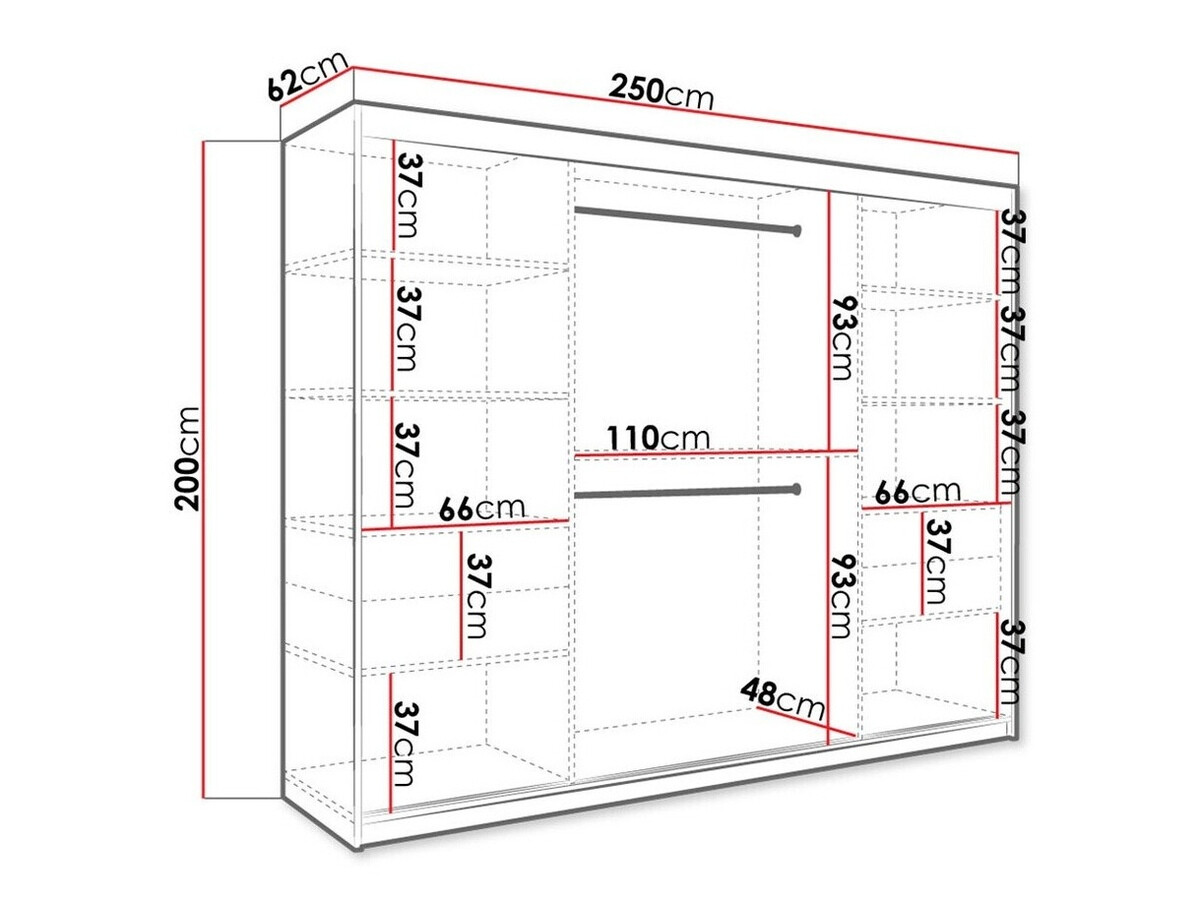 Kledingkast Hartford 251 (Mat wit + Wit marmer)