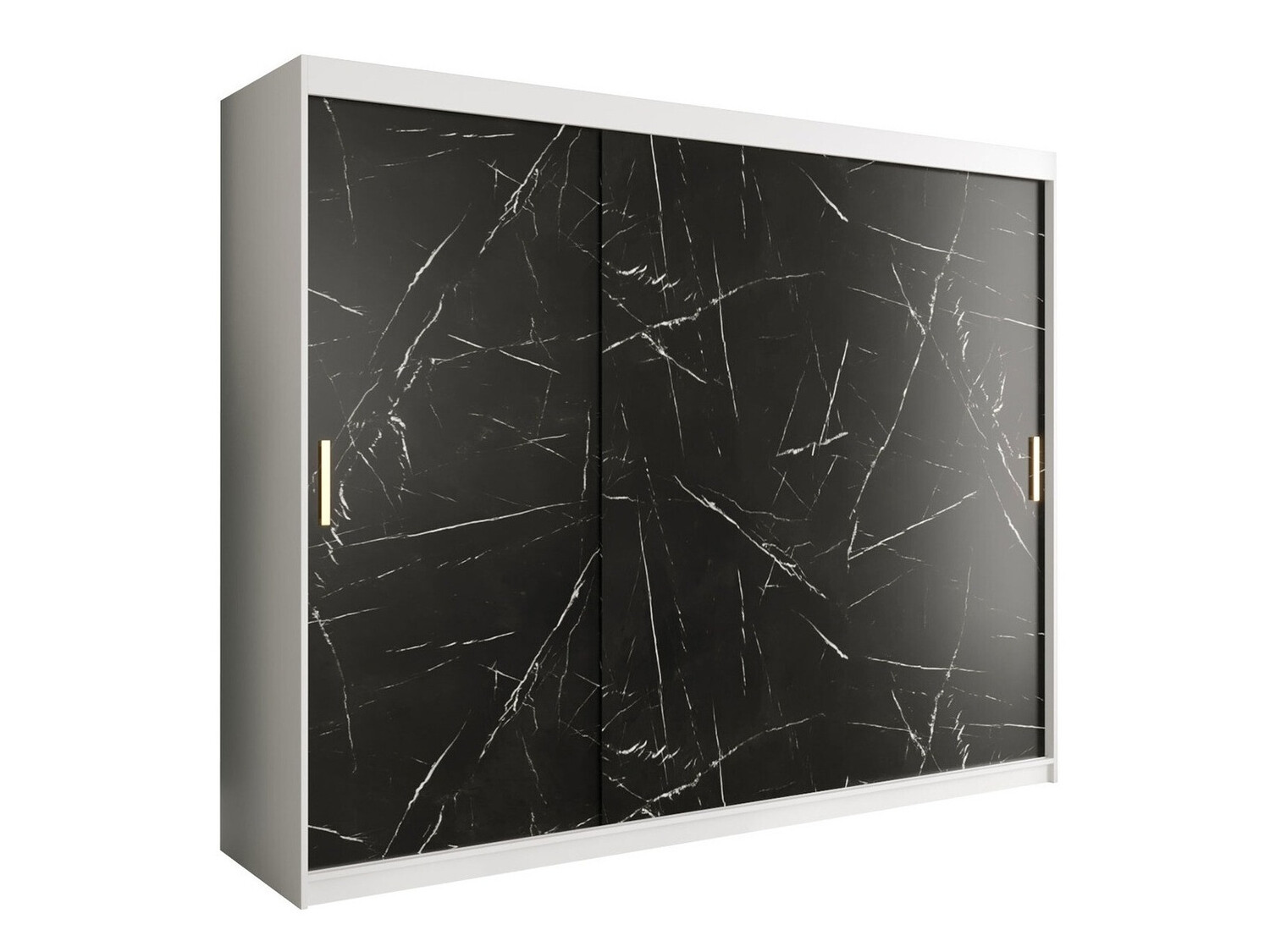 Kledingkast Hartford 251 (Mat wit + Zwart marmer)