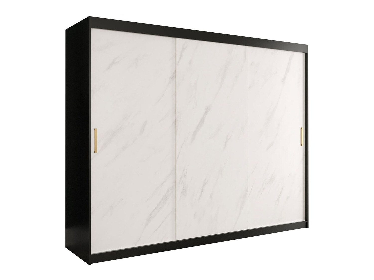 Kledingkast Hartford 251 (Matzwart + Wit marmer)