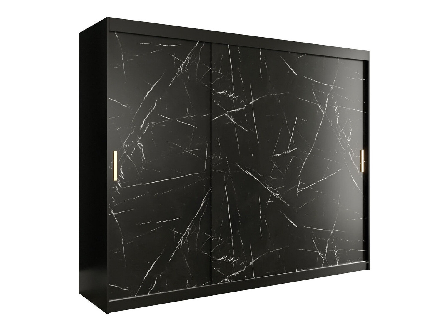 Kledingkast Hartford 251 (Matzwart + Zwart marmer)