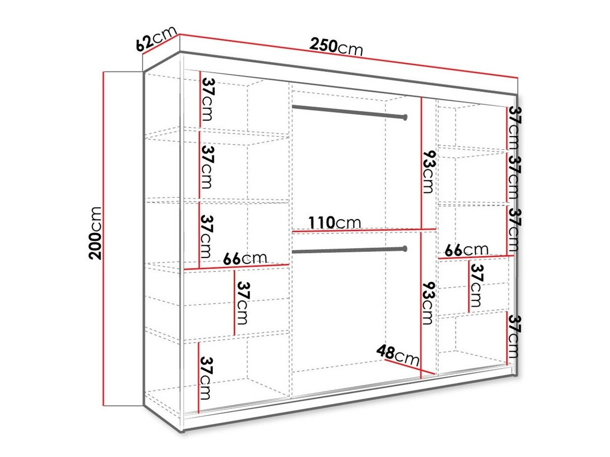 Kledingkast Hartford 251 (Matzwart + Zwart marmer)