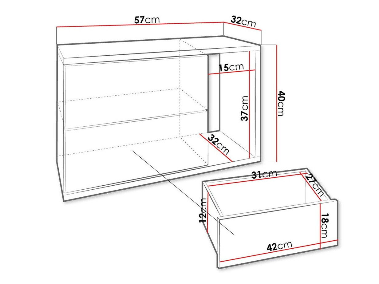 Nachtkastje Utica 104 (Wit + Glanzend wit)