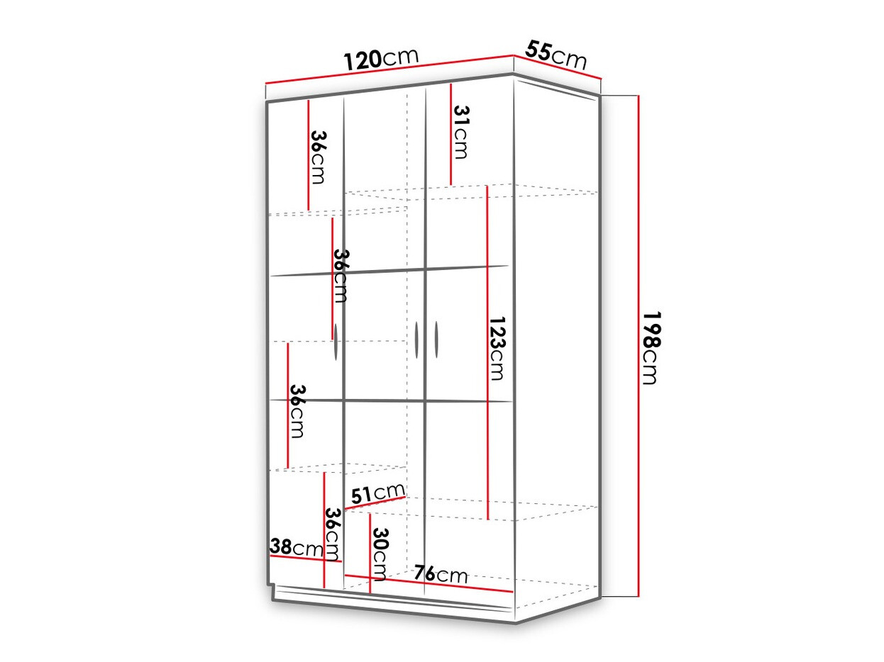Kledingkast Campus I (Wit + Glanzend wit)